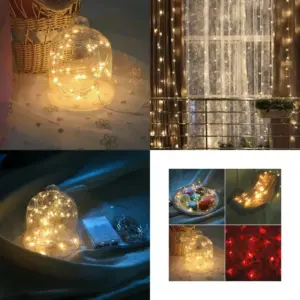 R1WE Fairys Lights Battery Operated String Lights 10 LED Mini String Lights Silver Wire Lights for Vases Bouquet